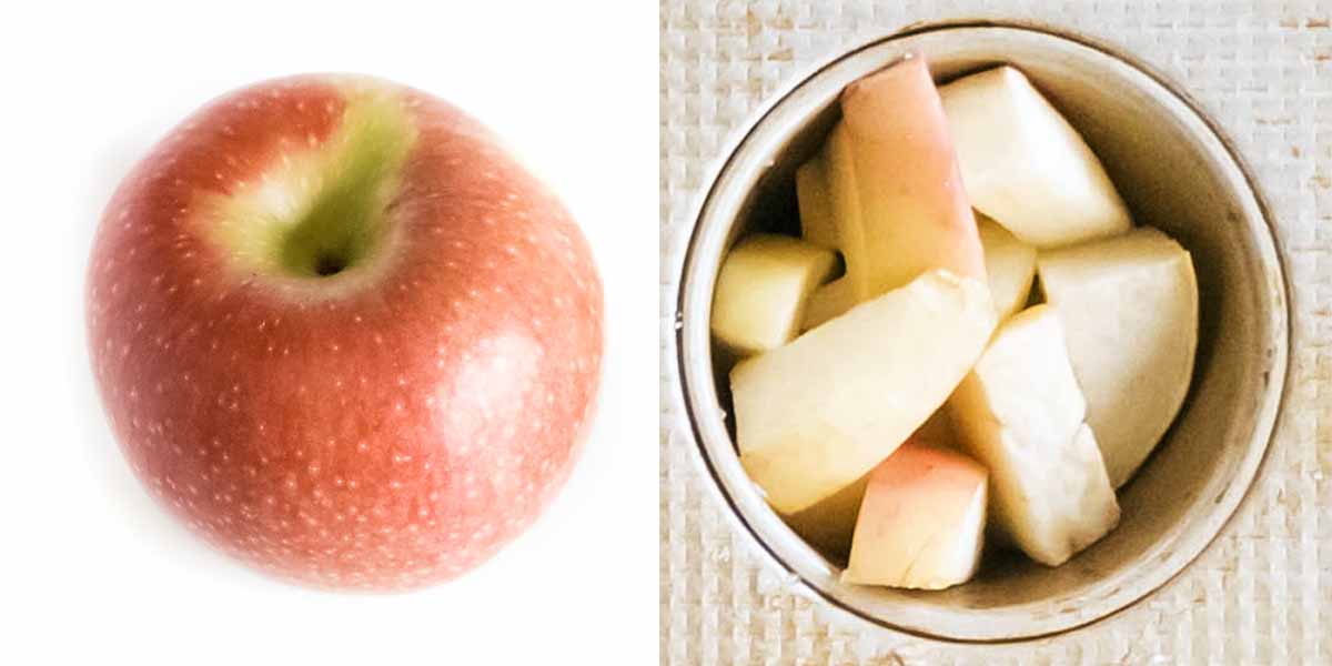 Jonagold apple before and after pie baking