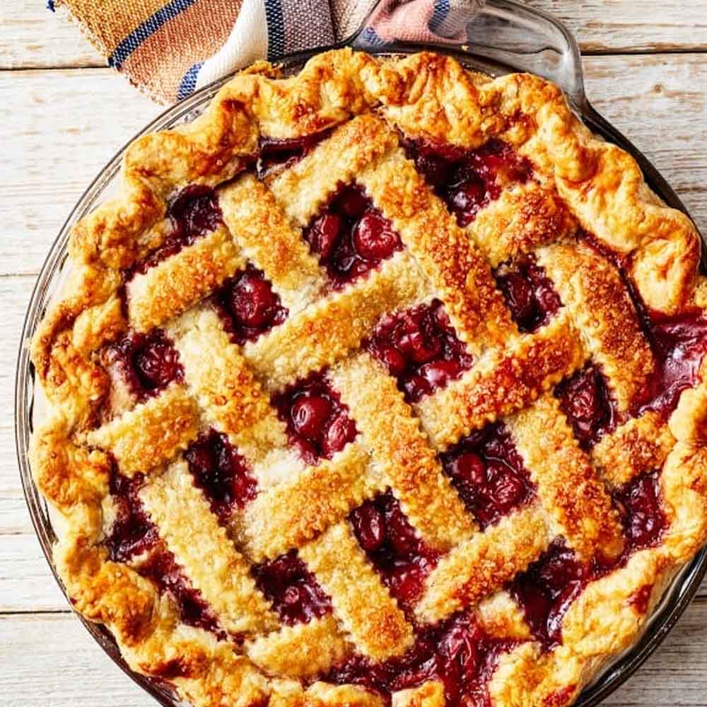 A lattice-topped cherry pie, recipe from Love & Lemons
