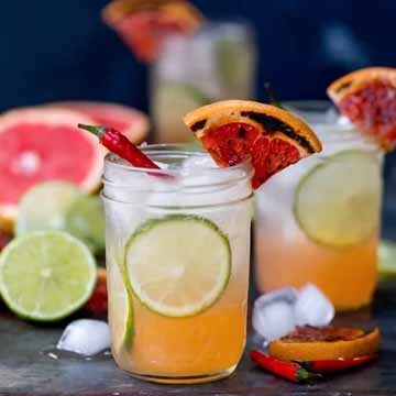 Charred grapefruit and ginger fizz with chilli syrup mocktail recipe by Kitchen Sanctuary