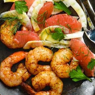 Roasted shrimp with grapefruit & fennel salad recipe by Foxes Love Lemons
