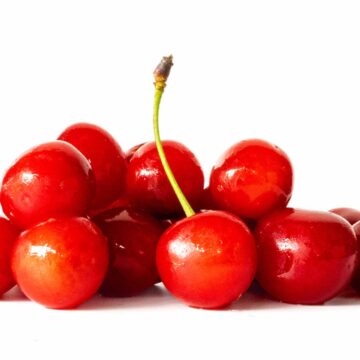 Sour cherries when in season in summer