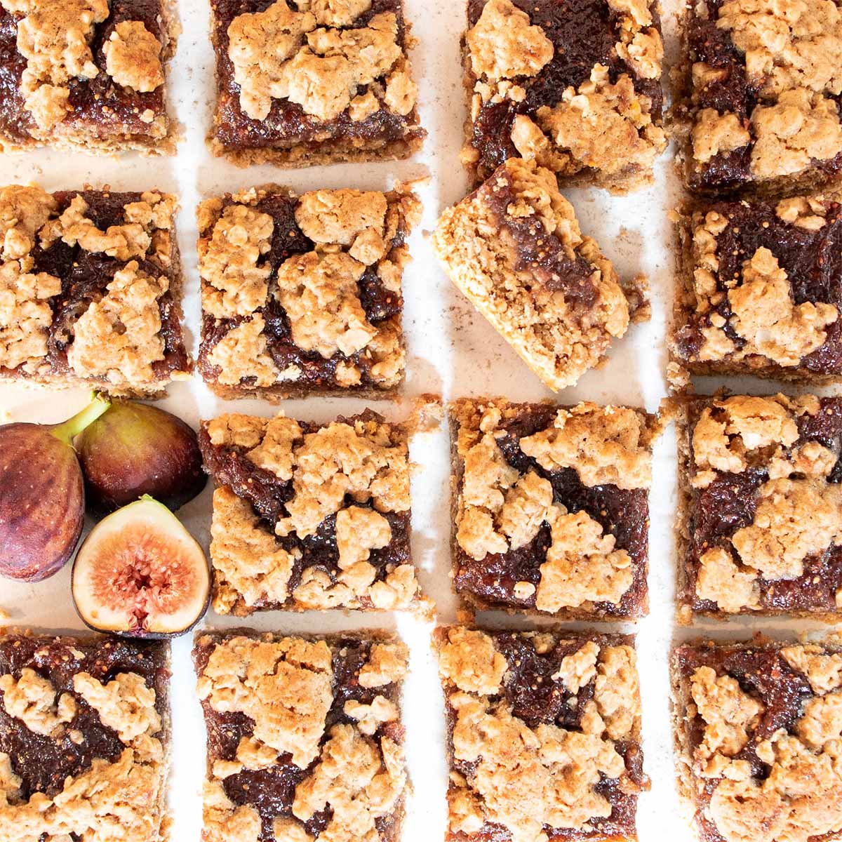 Homemade oatmeal fig squares with fresh figs