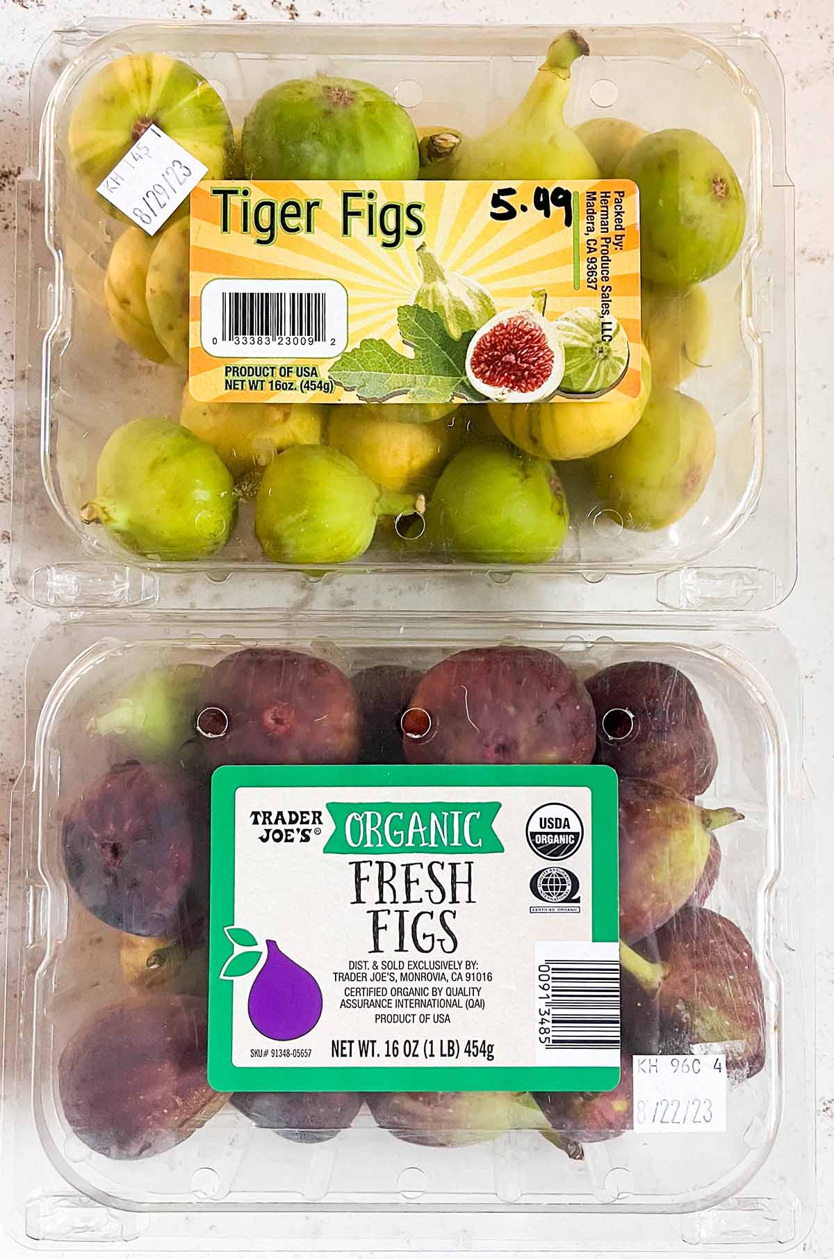 Fresh figs and green tiger figs from Trader Joe's