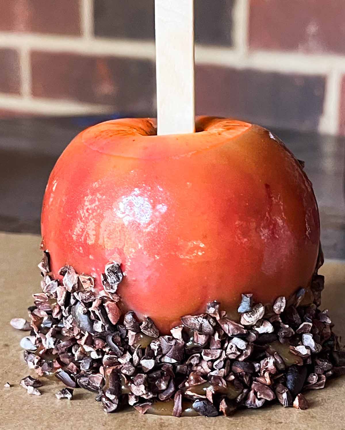 Caramel that slid right off an apple because it was still waxy.
