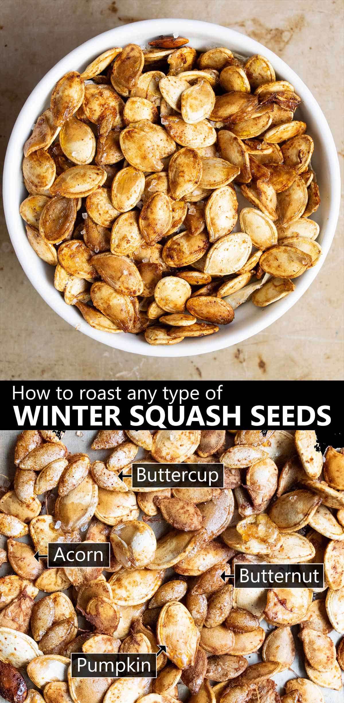 Roasted squash seeds (extra crispy!)