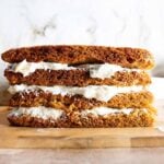 Carrot cake layered with cream cheese frosting