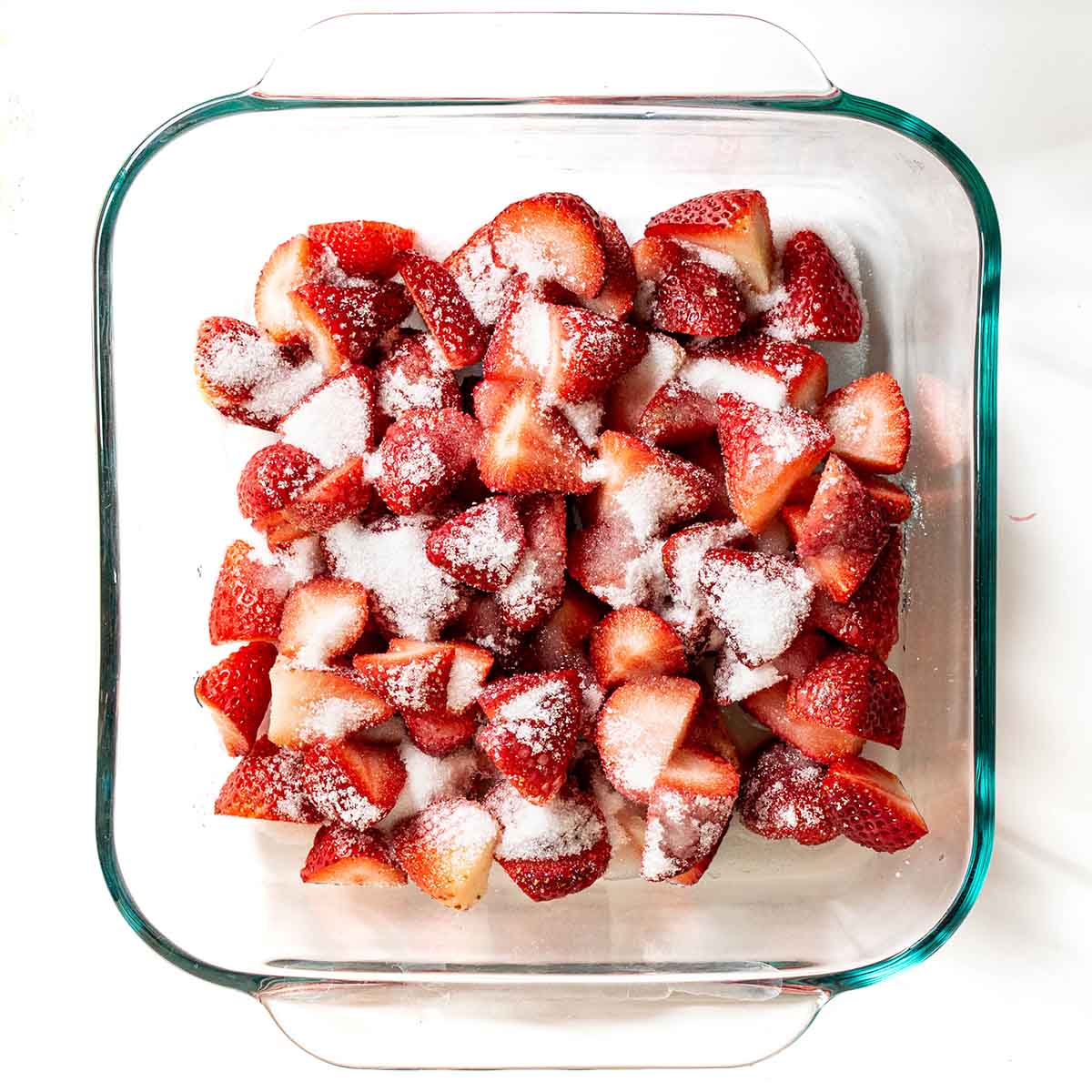 Roasted strawberries tossed with minimal sugar before roasting
