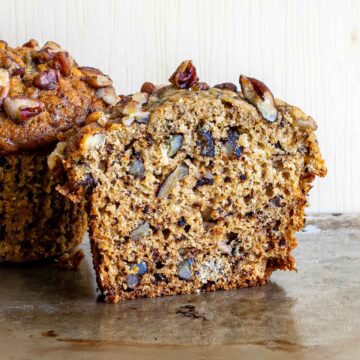 Banana pecan muffins texture with extra nuts
