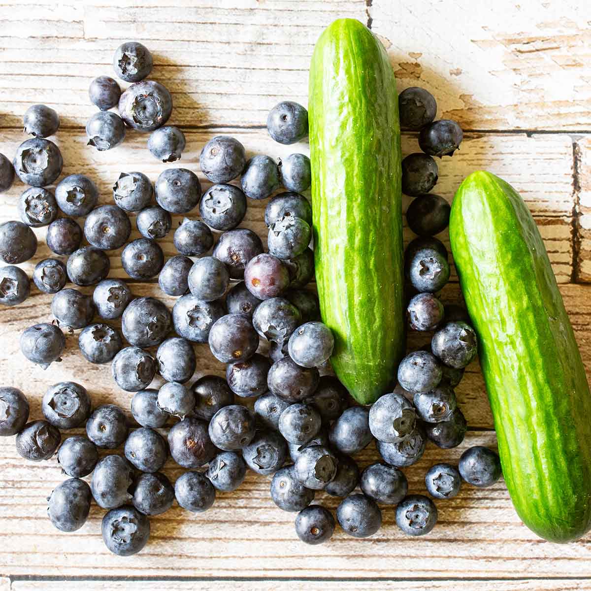 Fresh blueberries and cucumbers for a salad