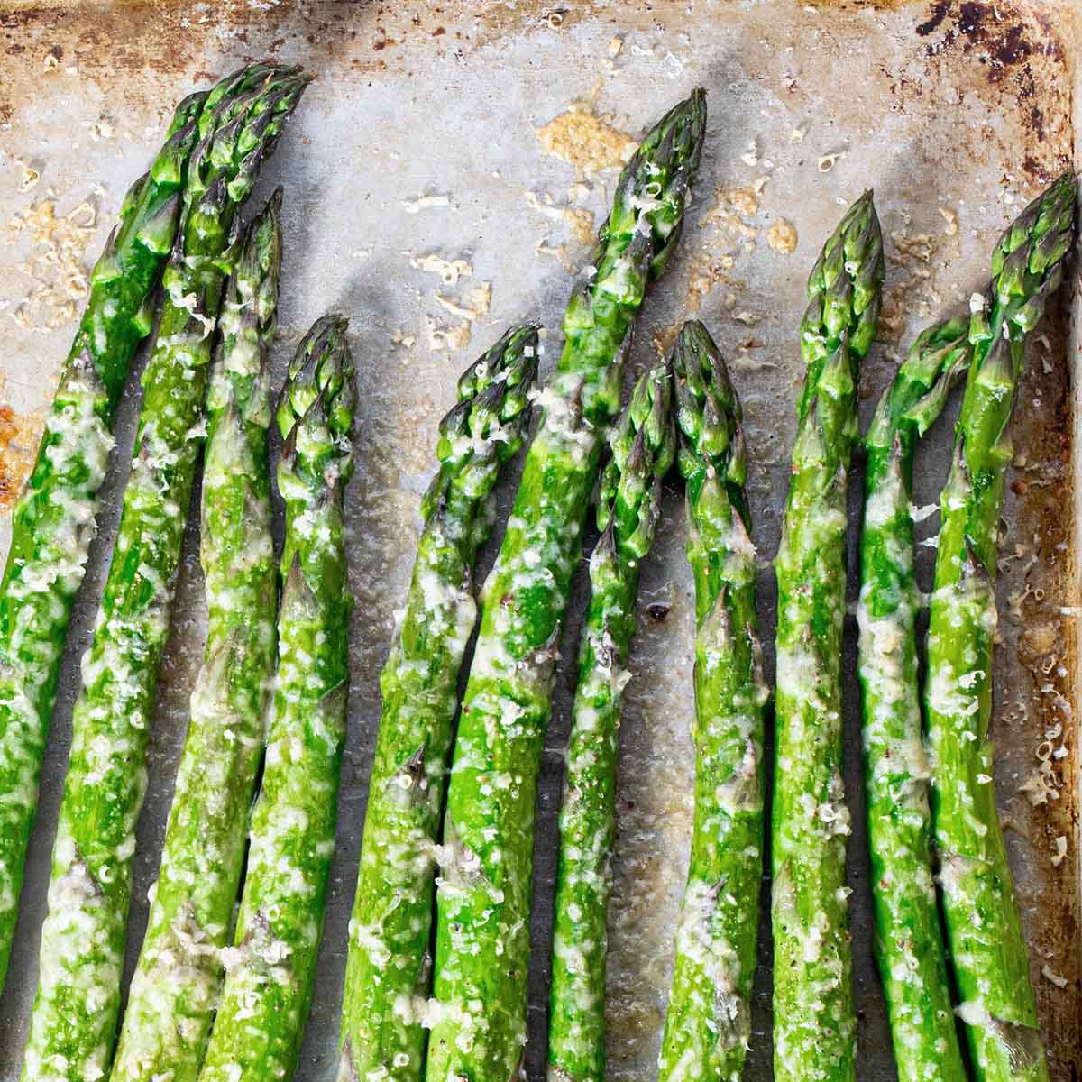 Parmesan roasted asparagus, 425F in the oven for 8 minutes