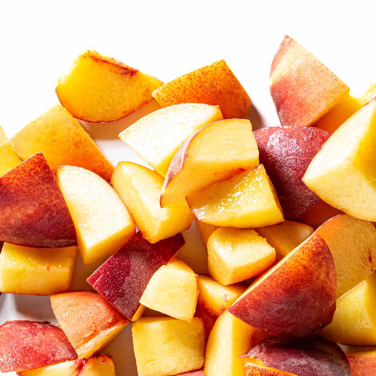 Fresh chopped peaches, with skin on.