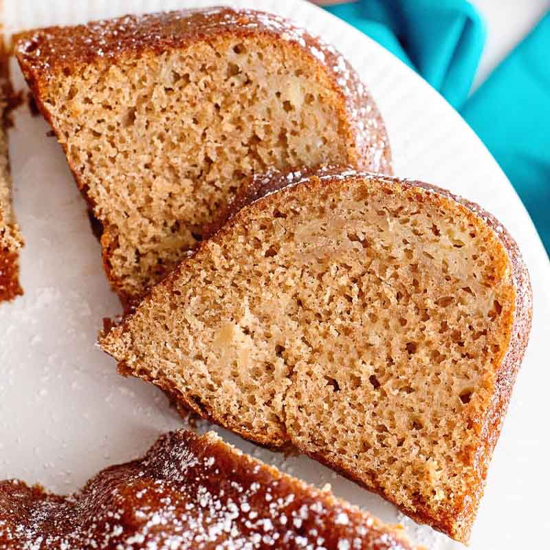 Sliced apple cider bundt cake recipe by Boulder Locavore
