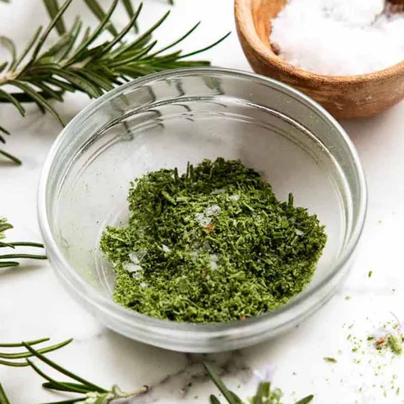 A bowl of homemade rosemary salt by Recipe Tin Eats