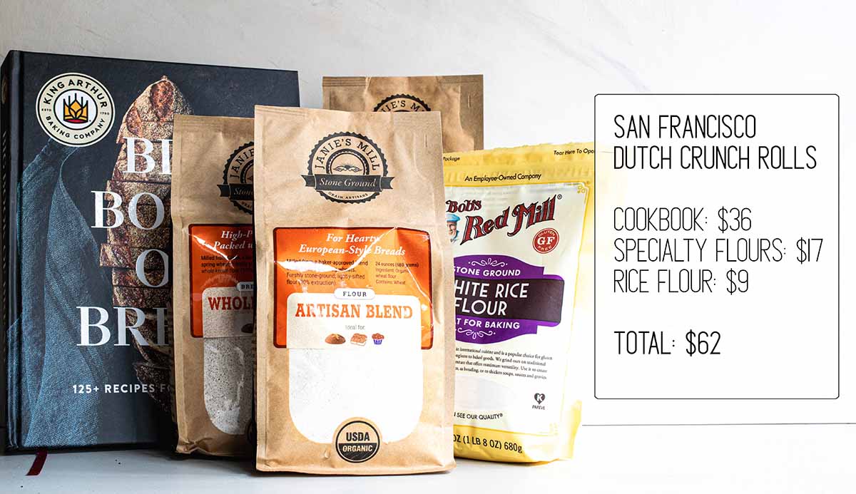 A gift for the baker who has everything. Kit includes a cookbook, artisan flours, and specialty ingredients to make a niche dutch crunch roll.