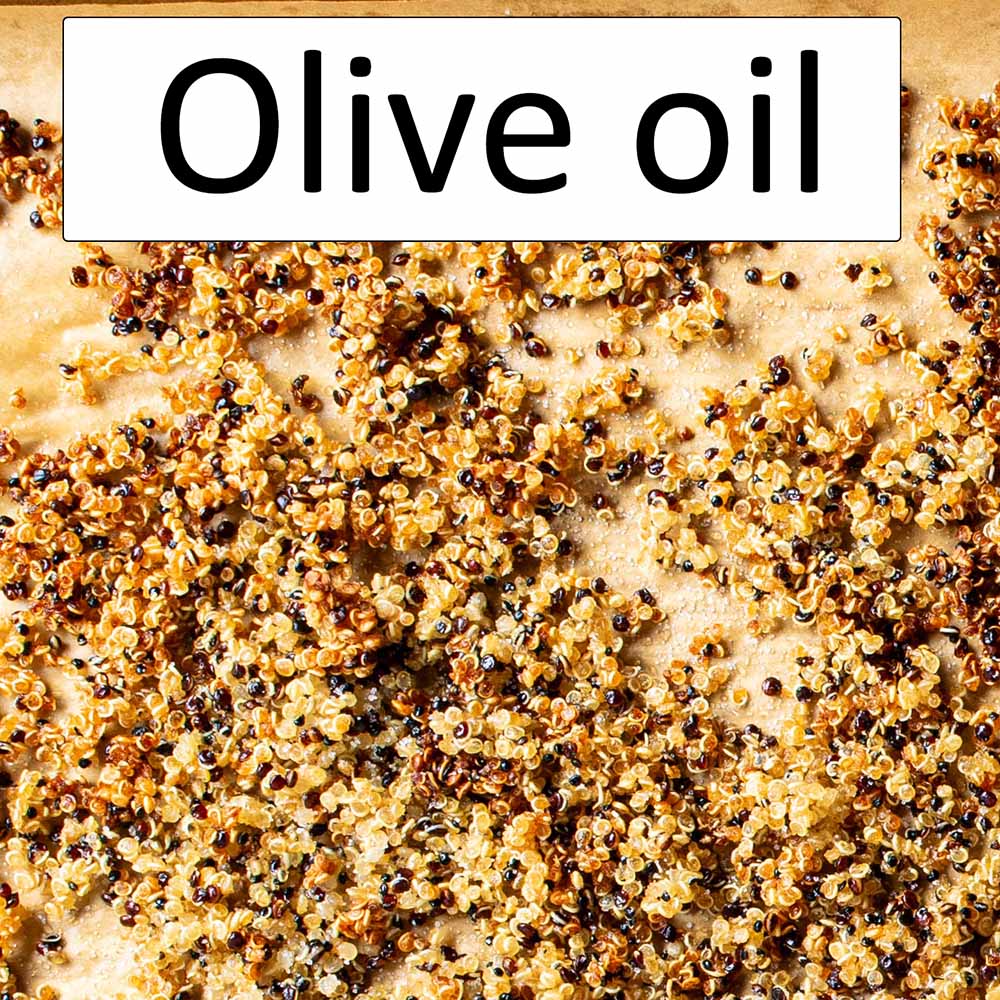 Quinoa roasted with olive oil also bakes up crispy, but isn't required for texture.