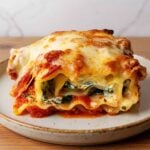 Spinach lasagna roll ups baked in the oven.